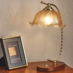 Prachtige Vintage Glazen Zwanenhals Tafellamp