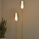 Dubbele cilindrische glazen vloerlamp