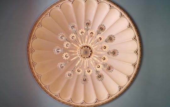 Photo cylindrical glass floor lamp