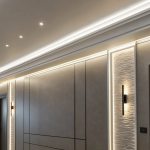 Glazen wand corridor: warme sfeervolle passage