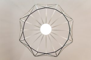 Photo faceted aged bronze flush mount gallery light